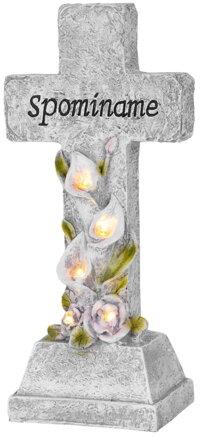 Dekorácia MagicHome, Kríž, LED, keramika, na hrob, solar, 17x10x33 cm