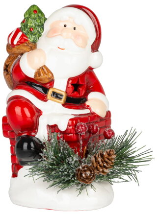 Dekorácia MagicHome Vianoce, Santa s čečinou, LED, terakota, 10x8,2x13,7 cm Dekorácia MagicHome Vianoce, Santa s čečinou, LED, terakota, 10x8,2x13,7 cm
