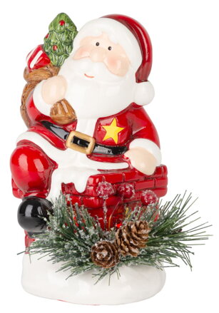 Dekorácia MagicHome Vianoce, Santa s čečinou, LED, terakota, 10x8,2x13,7 cm Dekorácia MagicHome Vianoce, Santa s čečinou, LED, terakota, 10x8,2x13,7 cm