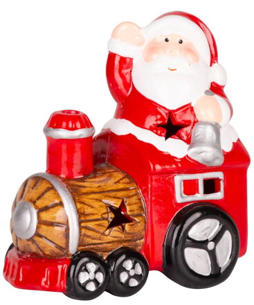 Dekorácia MagicHome Vianoce, Santa s vláčikom, LED, terakota, 10,3x6,3x10,7 cm Dekorácia MagicHome Vianoce, Santa s vláčikom, LED, terakota, 10,3x6,3x10,7 cm