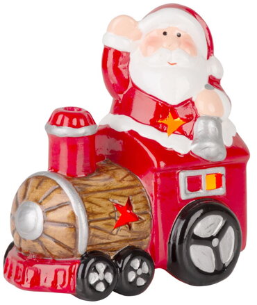 Dekorácia MagicHome Vianoce, Santa s vláčikom, LED, terakota, 10,3x6,3x10,7 cm Dekorácia MagicHome Vianoce, Santa s vláčikom, LED, terakota, 10,3x6,3x10,7 cm