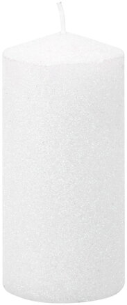 Sviečka MagicHome Vianoce, 5,5x12 cm, biela, s glitrami