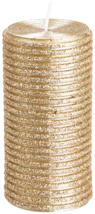 Sviečka MagicHome Vianoce, 5x9,5 cm, šampaň, s glitrami