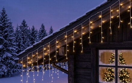 Reťaz MagicHome Vianoce Icicle, 800 LED teplá biela, cencúľová, jednoduché svietenie, 230 V, 50 Hz, IP44, exteriér, osvetlenie, L-20 m