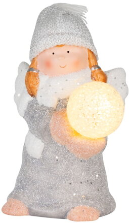Postavička MagicHome Vianoce, Anjel so snehovou guľou, LED, terakota, 13,5x13x20 cm Postavička MagicHome Vianoce, Anjel so snehovou guľou, LED, terakota, 13,5x13x20 cm