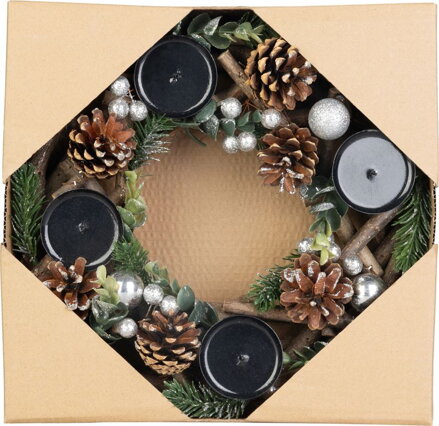 Veniec MagicHome Vianoce, drevený, strieborný, adventný, 30x30x7 cm Veniec MagicHome Vianoce, drevený, strieborný, adventný, 30x30x7 cm