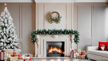 Veniec MagicHome Vianoce, prútený, s prírodnými vetvičkami, 48x41x11 cm