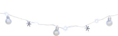Reťaz MagicHome Vianoce Ball, 20 LED studená biela, s guľami a vločkami, strieborná, 2xAA, jednoduché svietenie, osvetlenie, L-1,9 m