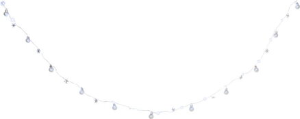 Reťaz MagicHome Vianoce Ball, 20 LED studená biela, s guľami a vločkami, strieborná, 2xAA, jednoduché svietenie, osvetlenie, L-1,9 m