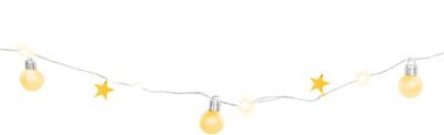 Reťaz MagicHome Vianoce Ball, 20 LED teplá biela, s guľami a hviezdami, zlatá, 2xAA, jednoduché svietenie, osvetlenie, L-1,9 m