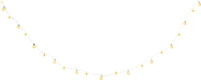 Reťaz MagicHome Vianoce Ball, 20 LED teplá biela, s guľami a hviezdami, zlatá, 2xAA, jednoduché svietenie, osvetlenie, L-1,9 m