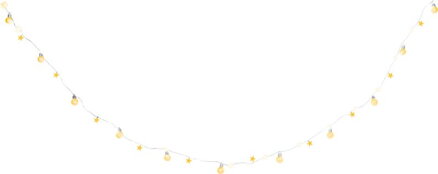 Reťaz MagicHome Vianoce Ball, 20 LED teplá biela, s guľami a hviezdami, zlatá, 2xAA, jednoduché svietenie, osvetlenie, L-1,9 m