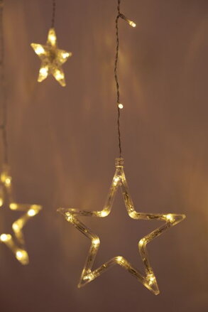Reťaz MagicHome Vianoce Curtain, 138x LED teplá biela, s hviezdami, 230V, 8 funkcií, osvetlenie, L-220x60/90 cm