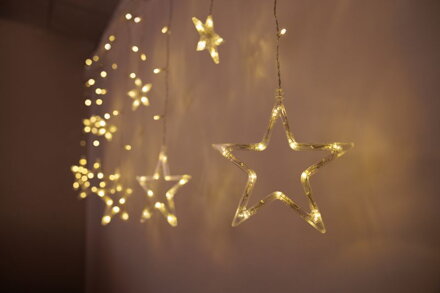 Reťaz MagicHome Vianoce Curtain, 138x LED teplá biela, s hviezdami, 230V, 8 funkcií, osvetlenie, L-220x60/90 cm
