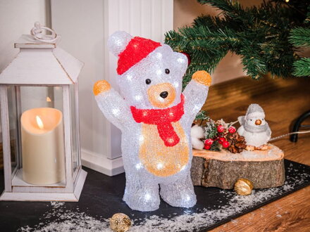 Dekorácia MagicHome Vianoce, Medveď, 30 LED, studená biela, akryl, IP44, exteriér, 19x11,5x30 cm