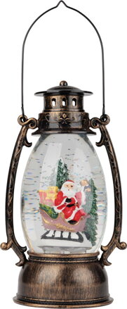 Lampáš MagicHome Vianoce Retro, LED, so santom, s trblietkami, čierny, 3xAA, plast, 13x11x24/35 cm