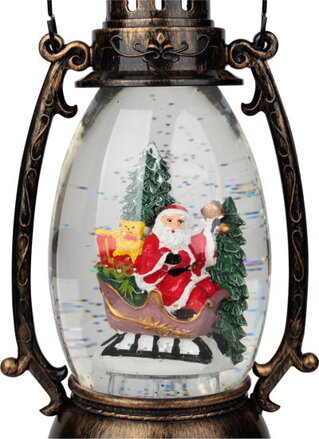 Lampáš MagicHome Vianoce Retro, LED, so santom, s trblietkami, čierny, 3xAA, plast, 13x11x24/35 cm