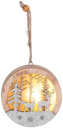 Dekorácia MagicHome Vianoce, Jeleň v guli, LED, závesná, MDF, 8,5x2x8,5 cm Dekorácia MagicHome Vianoce, Jeleň v guli, LED, závesná, MDF, 8,5x2x8,5 cm