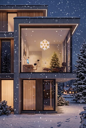 Vločka MagicHome Vianoce, 20 LED, teplá biela, 2xAA, časovač, 43 cm