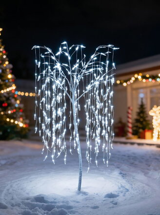 Stromček MagicHome Vianoce, vŕba, 384x LED, studená biela, 180 cm