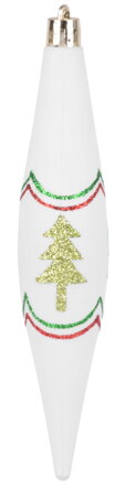 Ozdoba MagicHome Vianoce, 4 ks, červeno-zelené, s dekoráciou, na vianočný stromček, 3x15 cm