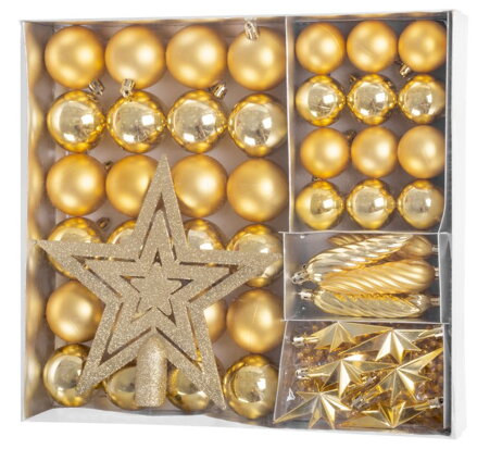 Gule MagicHome Vianoce, sada, 50 ks, 4-5 cm, zlaté, hviezda, girlanda, šiška, na vianočný stromček Gule MagicHome Vianoce, sada, 50 ks, 4-5 cm, zlaté, hviezda, girlanda, šiška, na vianočný stromček