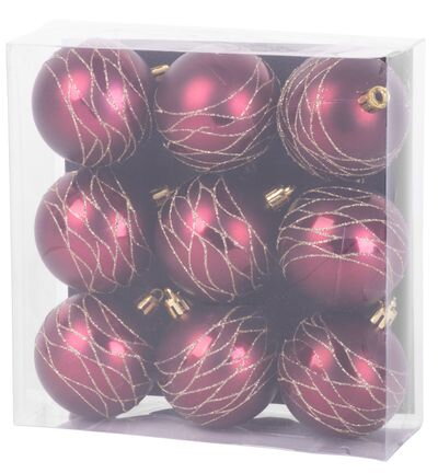 Gule MagicHome Vianoce, 9 ks, bordové, matné, s dekoráciou, na vianočný stromček, 6 cm Gule MagicHome Vianoce, 9 ks, bordové, matné, s dekoráciou, na vianočný stromček, 6 cm