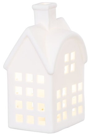 Dekorácia MagicHome, Domček, LED, biely, porcelán, 8,7x7,3x15,3 cm Dekorácia MagicHome, Domček, LED, biely, porcelán, 8,7x7,3x15,3 cm