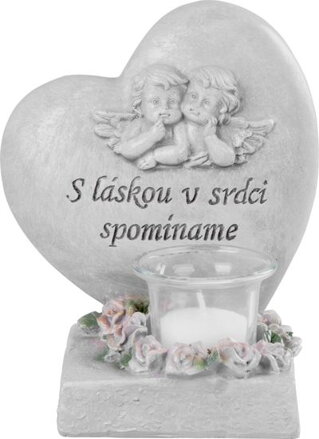 Dekorácia MagicHome, Srdce s anjelikmi, polyresin, na hrob, 15,5x12x17,5 cm Dekorácia MagicHome, Srdce s anjelikmi, polyresin, na hrob, 15,5x12x17,5 cm