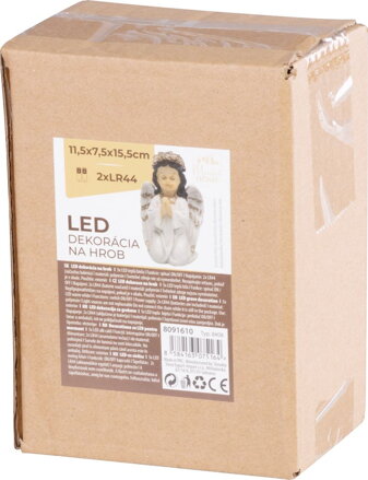 Dekorácia MagicHome, Anjel modliaci, LED, polyresin, na hrob, 11,5x7,5x15,5 cm Dekorácia MagicHome, Anjel modliaci, LED, polyresin, na hrob, 11,5x7,5x15,5 cm
