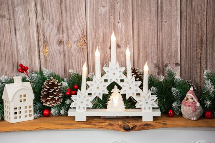 Svietnik MagicHome Vianoce, 6x LED teplá biela, 2xAA, interiér, 32x5x30,5 cm Svietnik MagicHome Vianoce, 6x LED teplá biela, 2xAA, interiér, 32x5x30,5 cm