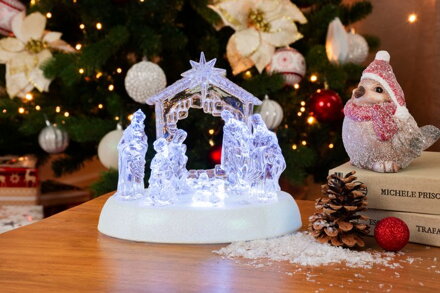 Dekorácia MagicHome Vianoce, betlehem, 7x LED, 3xAAA, akryl, 19,5x14x17,5 cm Dekorácia MagicHome Vianoce, betlehem, 7x LED, 3xAAA, akryl, 19,5x14x17,5 cm