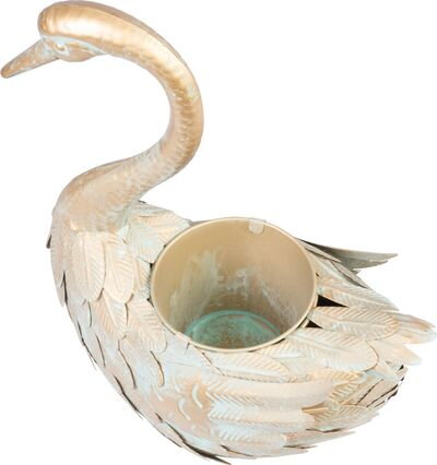 Dekorácia MagicHome Mecco, Hus, plech kvetináč, zlatá, 35x18x43 cm Dekorácia MagicHome Mecco, Hus, plech kvetináč, zlatá, 35x18x43 cm