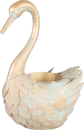 Dekorácia MagicHome Mecco, Hus, plech kvetináč, zlatá, 35x18x43 cm Dekorácia MagicHome Mecco, Hus, plech kvetináč, zlatá, 35x18x43 cm