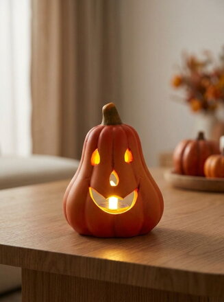 Dekorácia MagicHome Nature, Tekvica dlhá, terakota, 11x10x14 cm