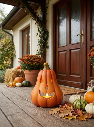 Dekorácia MagicHome Nature, Tekvica dlhá, terakota, 11x10x14 cm