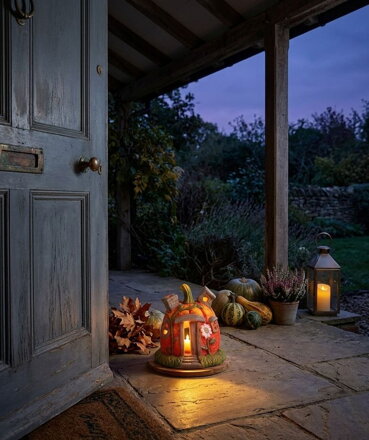 Dekorácia MagicHome Nature, Tekvica domček, terakota, 16,2x15x15,5 cm