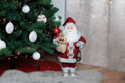 Dekorácia MagicHome Vianoce, Santa s lampášom, červený, 46 cm Dekorácia MagicHome Vianoce, Santa s lampášom, červený, 46 cm