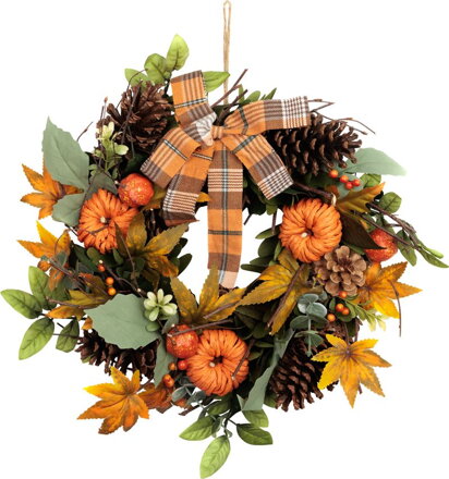Veniec MagicHome Nature, jesenný, oranžový, s mašľou, 35 cm Veniec MagicHome Nature, jesenný, oranžový, s mašľou, 35 cm
