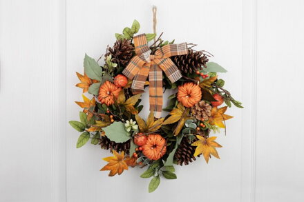 Veniec MagicHome Nature, jesenný, oranžový, s mašľou, 35 cm Veniec MagicHome Nature, jesenný, oranžový, s mašľou, 35 cm