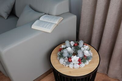 Veniec MagicHome Vianoce, prírodný, biely, adventný, 30 cm Veniec MagicHome Vianoce, prírodný, biely, adventný, 30 cm