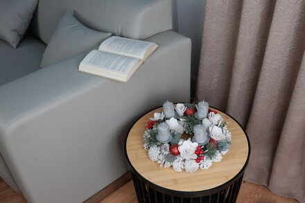 Veniec MagicHome Vianoce, prírodný, biely, adventný, 30 cm Veniec MagicHome Vianoce, prírodný, biely, adventný, 30 cm