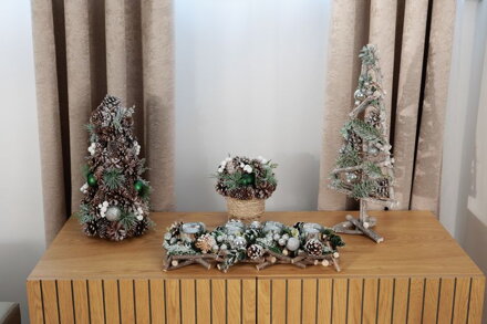 Ikebana MagicHome Vianoce, drevená, strieborná, adventná, 40x14x8 cm Ikebana MagicHome Vianoce, drevená, strieborná, adventná, 40x14x8 cm