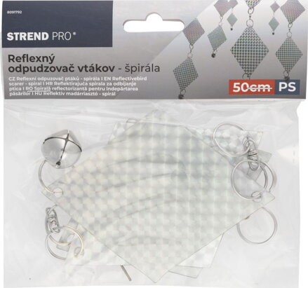 Plašič vtákov Strend Pro, špirála, reflexná, s rolničkou, 50 cm