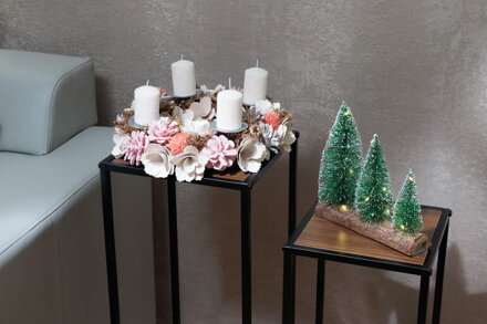 Veniec MagicHome Vianoce, adventný, ružovo-oranžový, 30 cm