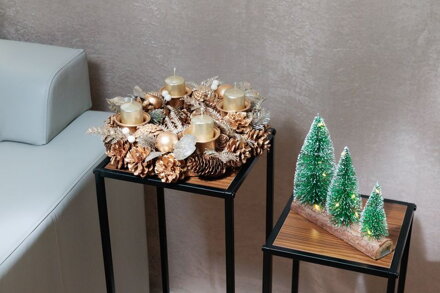 Veniec MagicHome Vianoce, adventný, zlatý, 30 cm