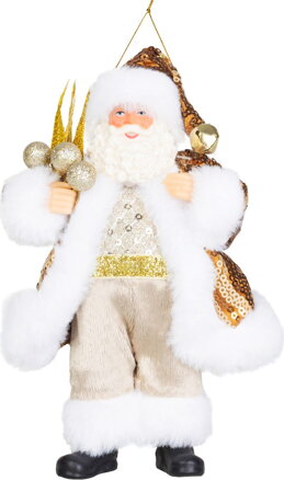 Dekorácia MagicHome Vianoce, santa, textil, zlatý, 6x11x18 cm