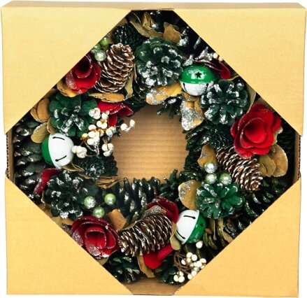 Veniec MagicHome Vianoce, závesný, zelený, 30x30x8 cm