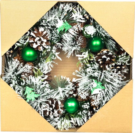 Veniec MagicHome Vianoce, závesný, zeleno-biely, 30x30x8 cm
