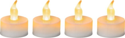 Sviečky MagicHome Vianoce, LED čajové, biele, na hrob, pohyblivý plameň, bal. 4 ks